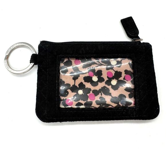 Vera Bradley Black ID Badge with Zippered Pocket with Floral Interior - Picture 1 of 6